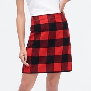 J.Crew Red and Black Plaid Wool Blend Skirt 2